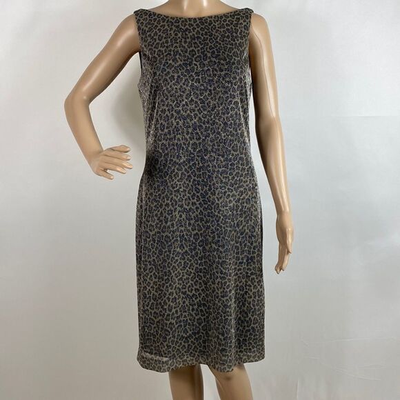 Vintage 90s Andrea Polizzi for Rex Lester animal print shimmer mini dress size 8 - Picture 1 of 10